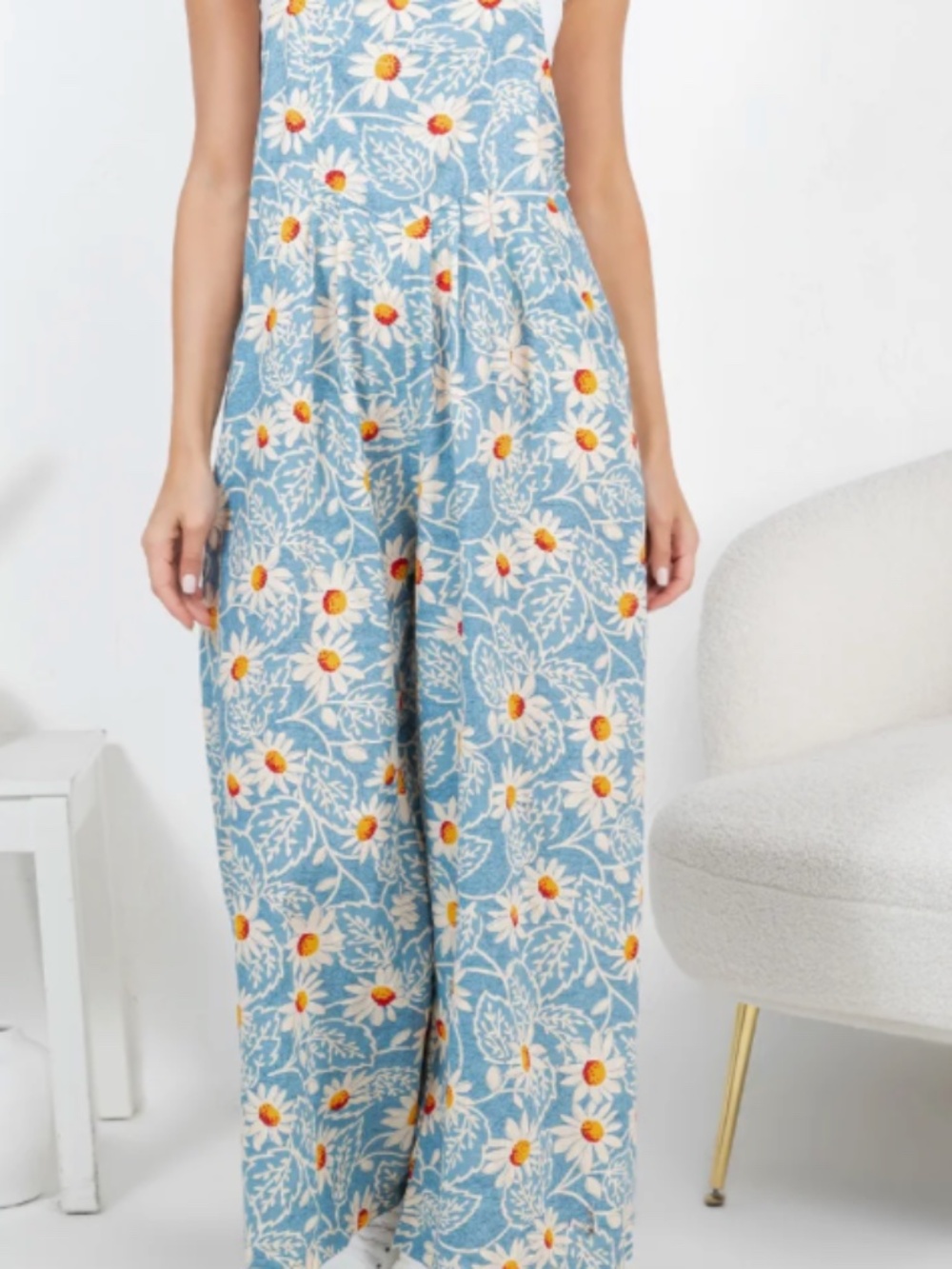 NWT LA Soul wide leg crop flower overall